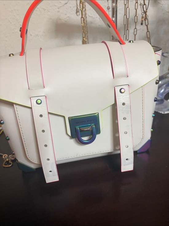 Michael Kors Handbags - Michael Kors White Satchel with Neon Pink and Orange Trim